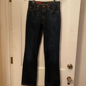 AG The Rider Jeans- Dark Wash Denim, Low Rise, Boot Cut, size 24 regular